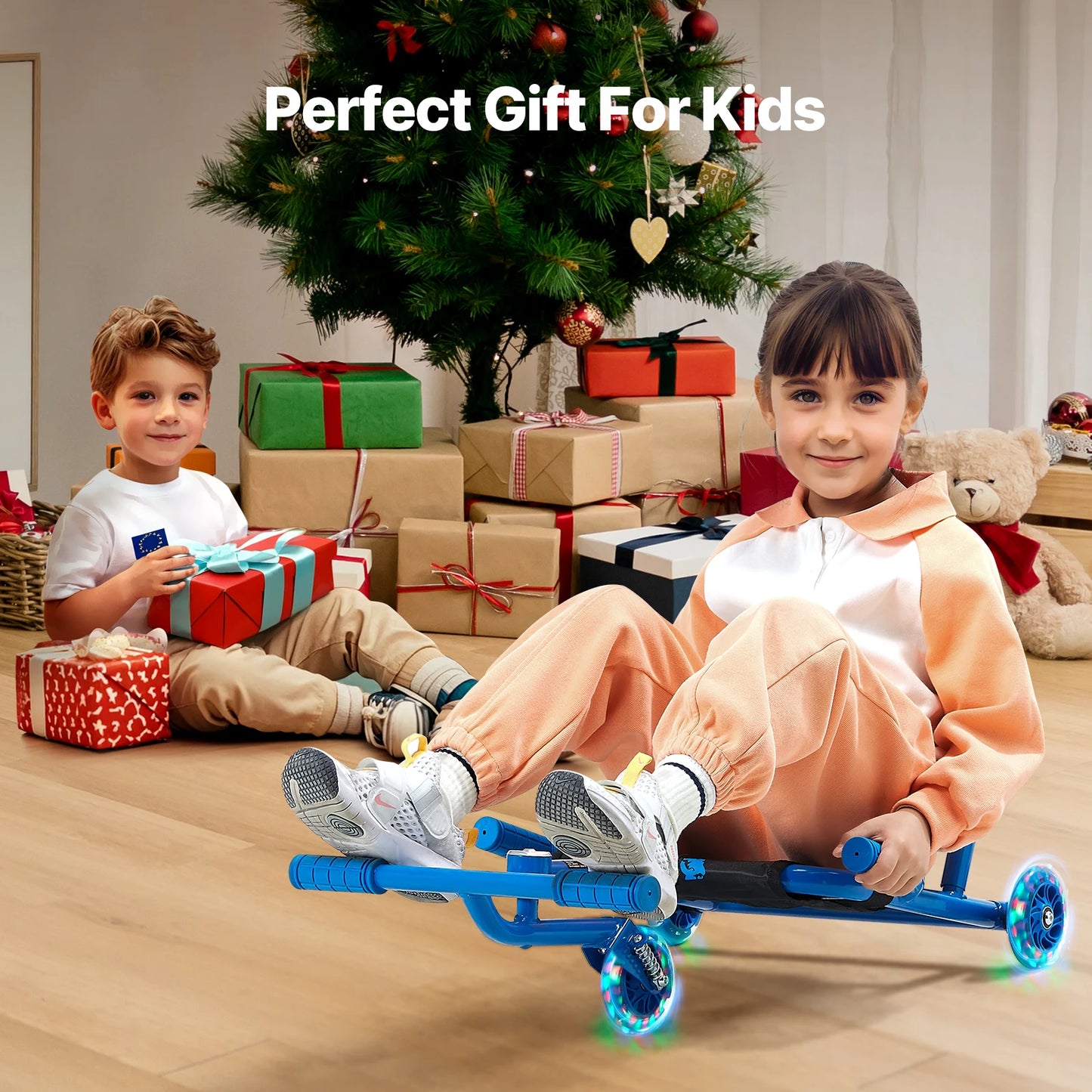 SucceBuy 132/198lbs Ride on Scooter Swing Side-to-Side Powered by Zig-Zag Motion Sports Games Drifting Toys for Children Gifts