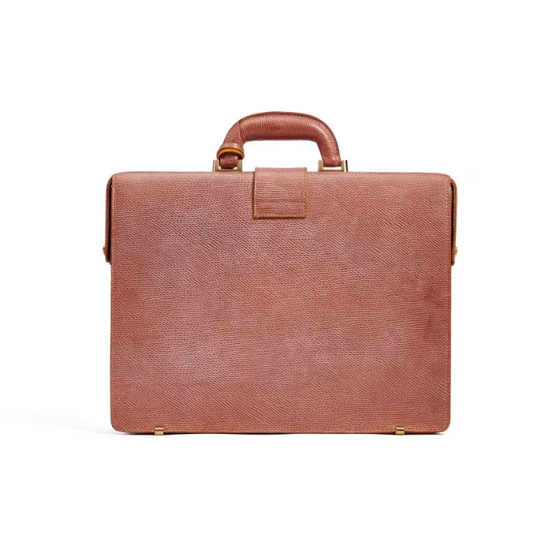 British Premium Top-Handle Bags Gentleman Antique Lock Luxury Handbags Genuine Leather Men Business Travel Briefcase