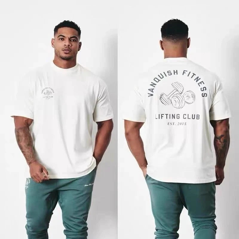 Fitness Sports T-shirt Men's Summer Fashion Loose and Comfortable Short-sleeved Cotton Crew Neck Top Men's and Women's T-shirt