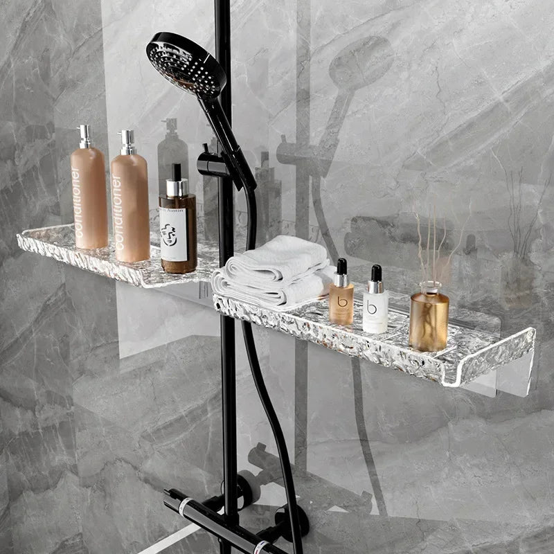 Bathroom Sink Shelf Faucet Storage Rack Hanging Shelf Acrylic Clear Tray Cosmetic Storage Rack Shampoo Shower Tray for Kitchen
