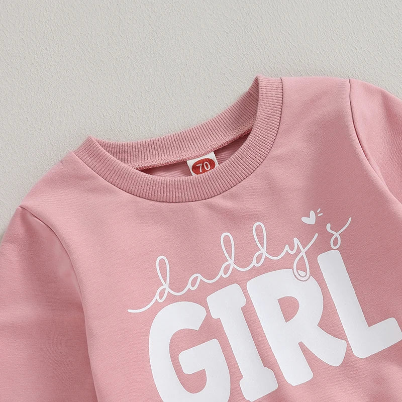 Toddler Baby Girl Clothes Crewneck Pullover Print Sweatshirt Pants Suit Baby Fall Winter Outfit