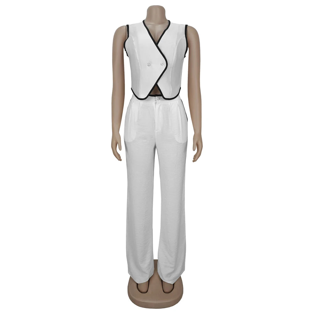 Women Clothing Fashion Elegant Sets Casual V-Neck Button Down Tops and Long Pants Suit 2025 Summer Loungewear 2piece Set Outfits