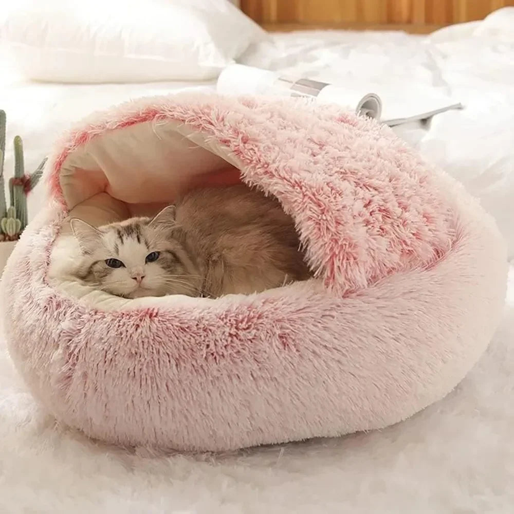 Semi Enclosed Pet Sleep Bags Long Round Cat Cushion Soft Plush 2 In 1 Warms Cats Beds Simple Comfort Warm Puppy Sleeping Nest