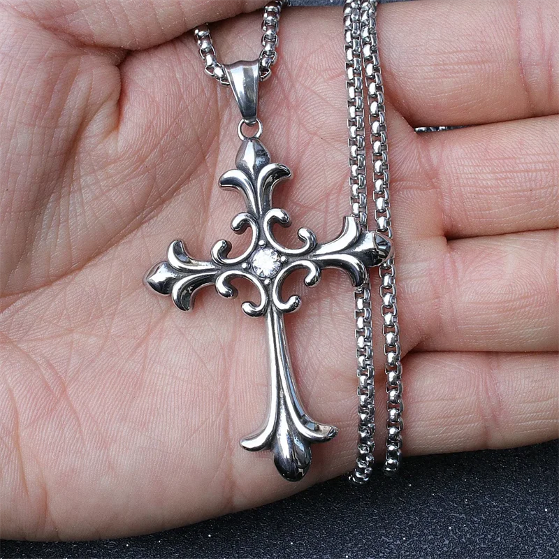 European And American Fashion Personality Retro Gothic Cross Necklace For Men And Women Street Hip-Hop Trendsetters Versatile Pe