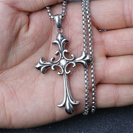 European And American Fashion Personality Retro Gothic Cross Necklace For Men And Women Street Hip-Hop Trendsetters Versatile Pe