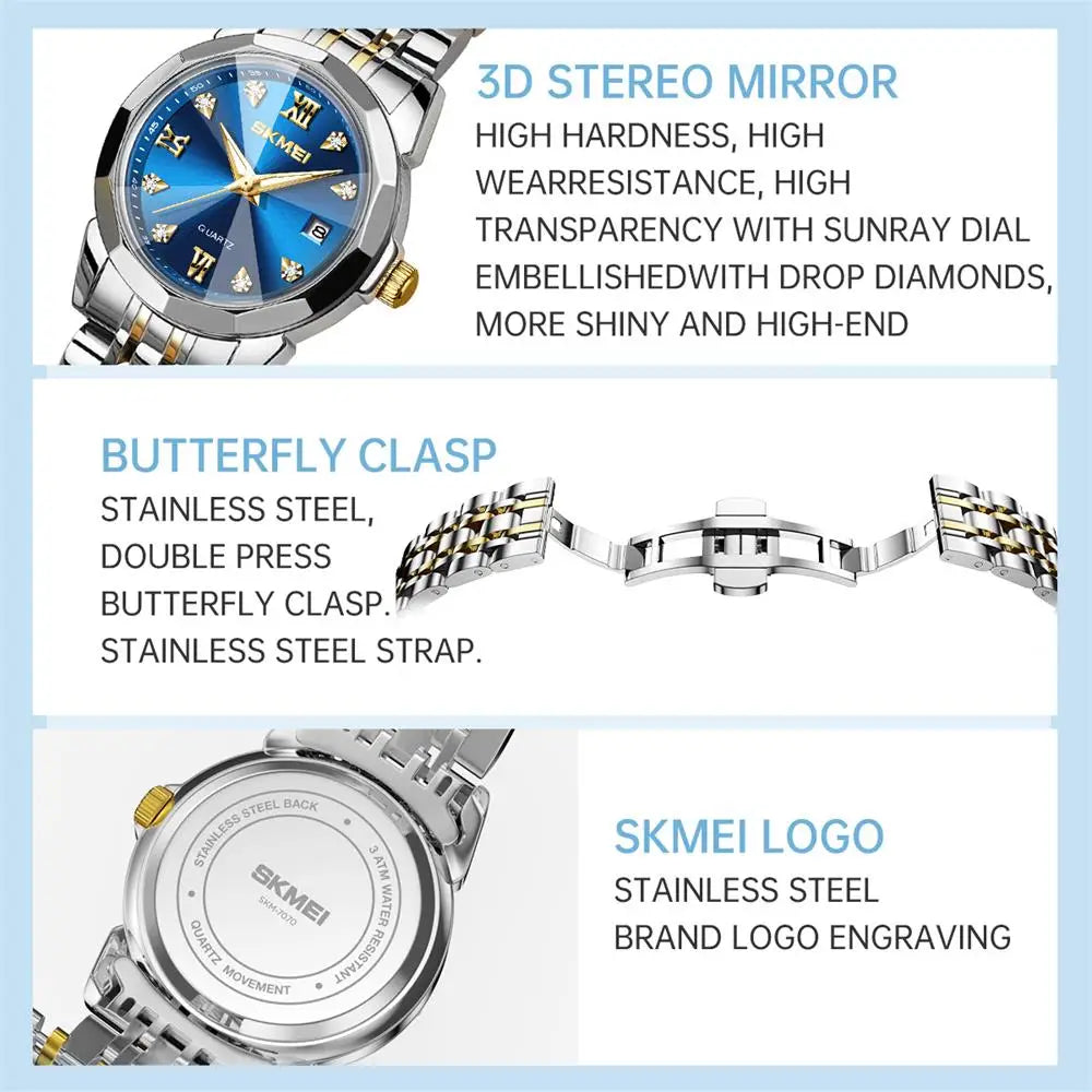 Luxury Full Steel Watches For Women Elegance Date Quartz Wristwatch For Female Lady Waterproof Girl Watch Relogio Feminino