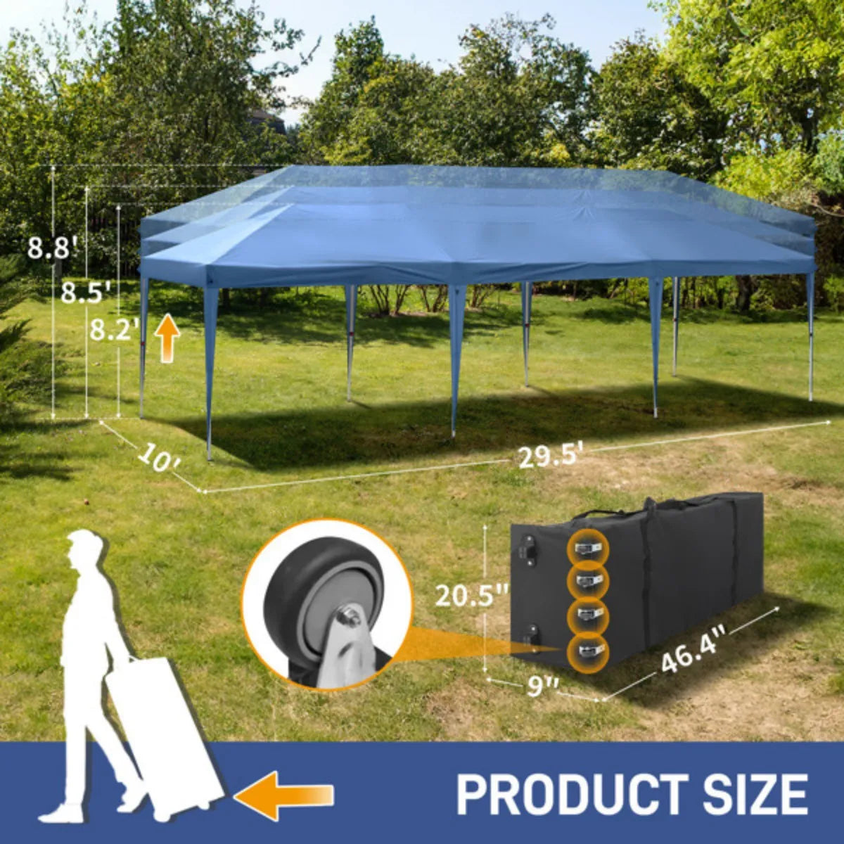 10x30ft Outdoor Pop Up Canopy, Portable Instant Canopy Tent for Outdoor Events Party Wedding Birthday Graduation Canopy Tent