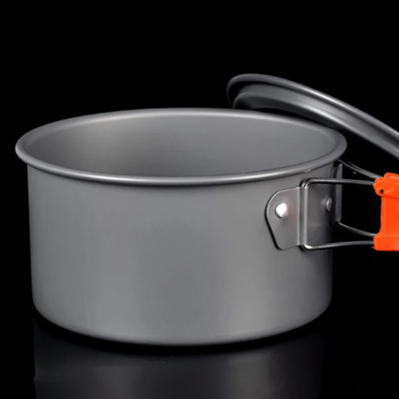 Outdoor Camping Cookware Set Pot Fry Pan Teapot Kettle with Storage Bag Utensils