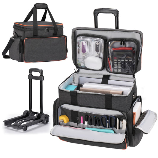 Retractable Handle Rolling Carry-On Bag - Expandable Luggage with 360° Wheels for Travel/Business, Lightweight & Durable (Black)