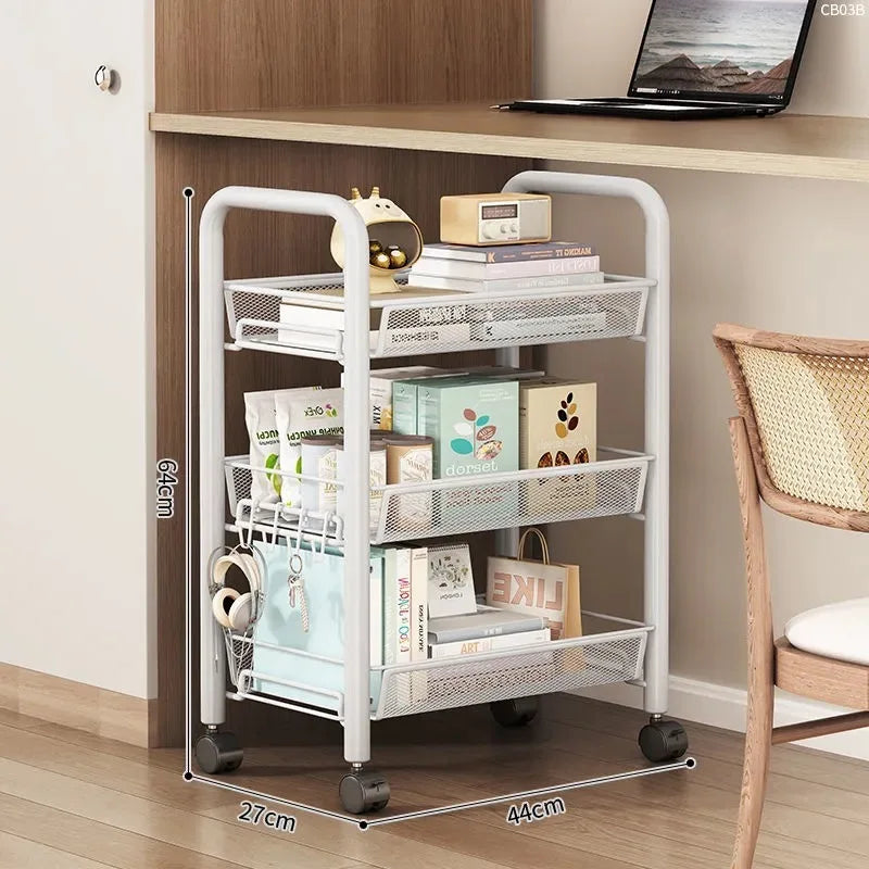 New Home Trolley Storage Rack Living Room Iron Organizer Shelf Multi-Layer Bathroom Storage Multifunctional Cart with Wheels
