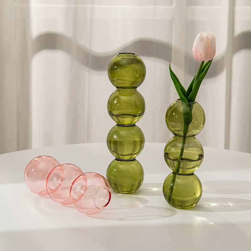 Nordic Glass Bubble Vases Hydroponic Flower Vase Creative Spherical Flower Vases Stained Bubble Glass Vase Home Office Decor