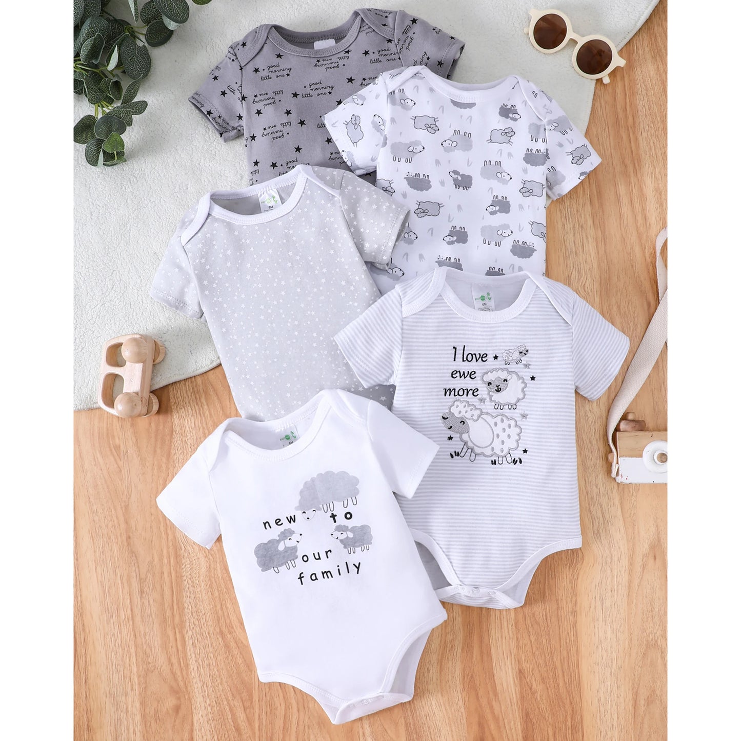 Baby boy clothes 5PCS Baby boy onesies summer cotton baby rompers Short-sleeved jumpsuit Suitable for 0-12 months