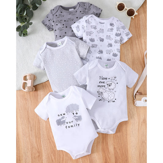 Baby boy clothes 5PCS Baby boy onesies summer cotton baby rompers Short-sleeved jumpsuit Suitable for 0-12 months