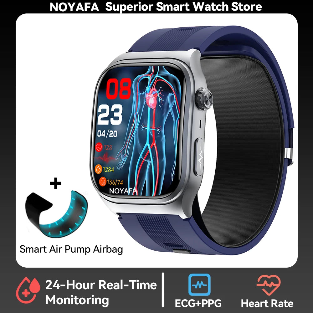 For XIAOMI 2025 Smart Watch New Air Pump Blood Pressure Lipid Uric Acid ECG NFC Body Temperature Answer Call Health Smartwatch