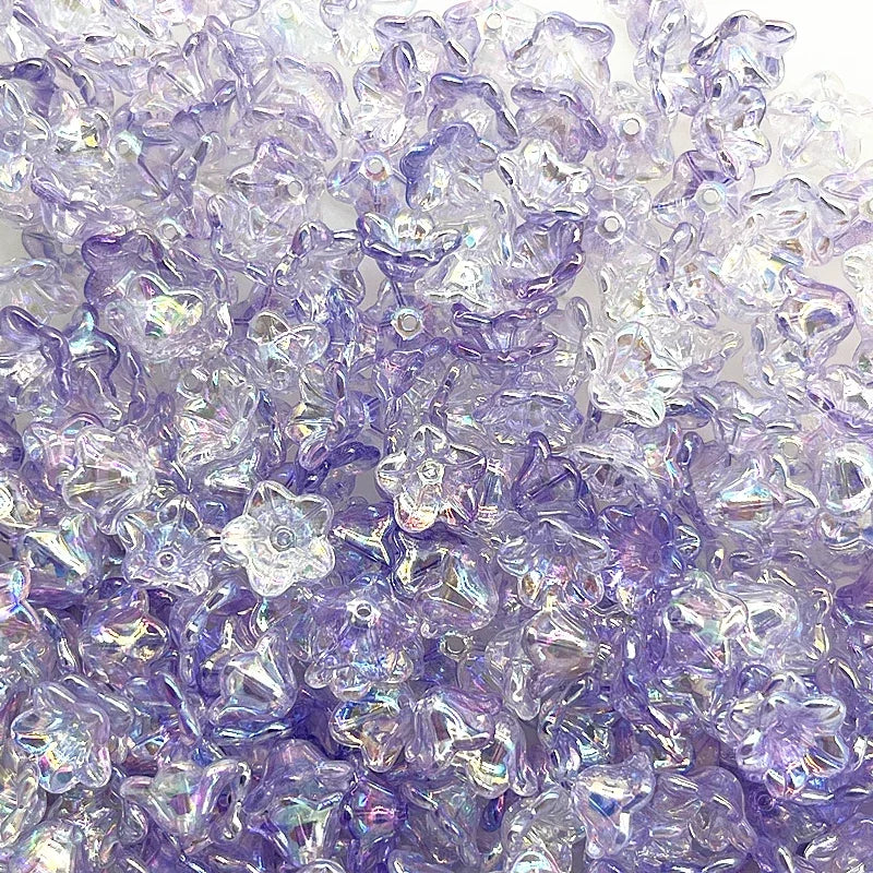 NEW 50pcs 7x13mm Gradual Change Acrylic Bellflower Beads Caps Jewelry Findings Charms Bracelets Spacer Beads for Jewelry Making