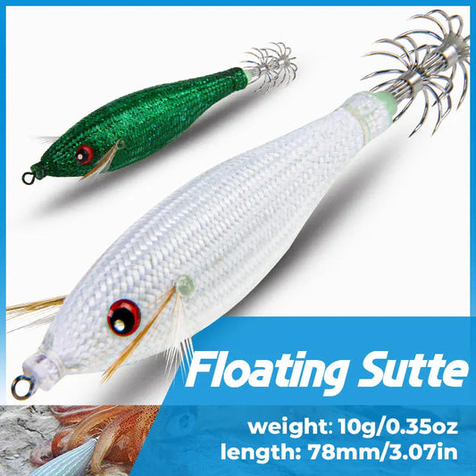Fishing Accessories 78Mm 10G Floating Squid Jig Jigging Fishing Lure Artificial Plastic Squid Hook for Sea Boat Fishing Tools