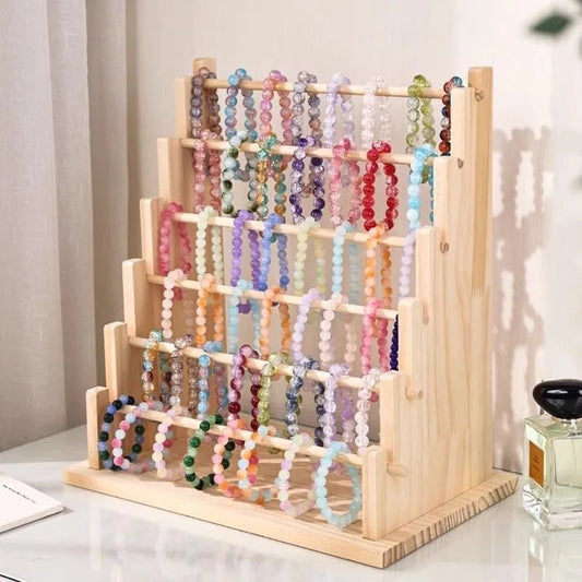Wooden Bracelet Stand and Display 6 Tier Bracelet Holder Organizer Displays for Selling Stand for Jewelry Bangle