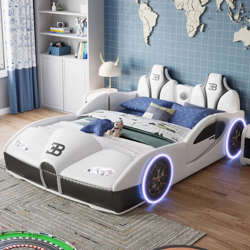 Modular Racing Car Bed System - Space-Smart Solid Wood Frame with Convertible Toddler-to-Twin Function (ASTM/OEKO-TEX Certified)