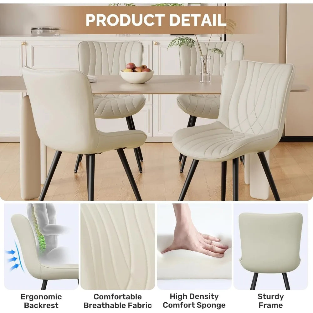 Dining Chair Set of 2 PU Leather Dining Room Chairs Upholstered Comfy Dining Chairs Modern Kitchen Armless Side Chair with Sturd