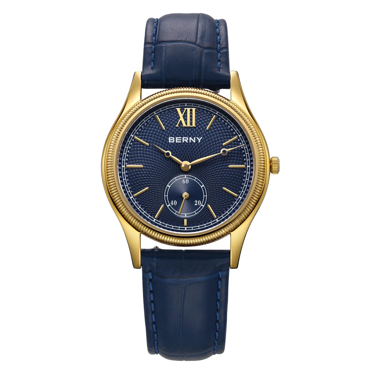 BERNY Luxury Watches for Men Ultra-Thin Classic Elegance Dress Gold Quartz Men's Watch Leather Strap Fashion Business Wristwatch