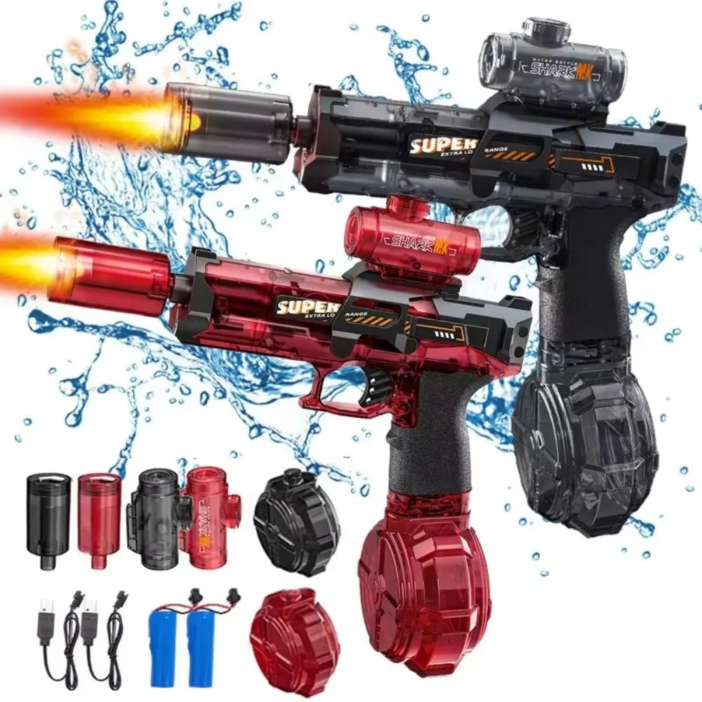 Electric water gun with nozzle flame muzzle automatic spray gun remote summer outdoor swimming pool water toy gift