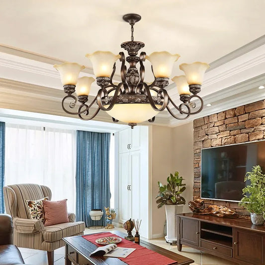 Home Decor Retro Luxury Chandeliers Classical LED Hanging Lamp for Villa Living Dining Room Indoor Lighting Suspension Luminaire