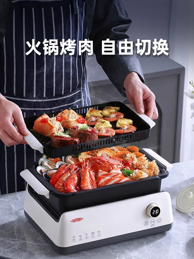 new Barbecue household baking pan smokeless electric oven skewers electric hot pot cooking machine multi-function pot