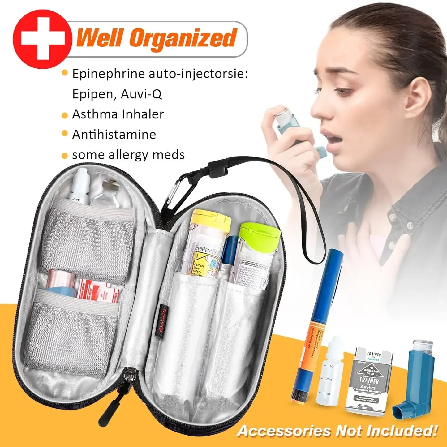 Travel Medication Organizer Bag for Emergency Medical Supplies  2 EpiPens Insulated Pouch Survival Kit  Camping Equipment
