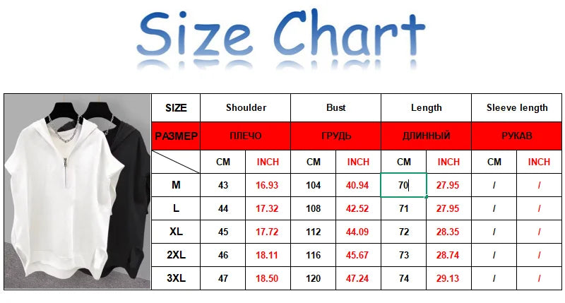 Fashion Men Clothing American Style Street Hooded Cotton Vest Sleeveless T-shirt Spring Summer Casual Zip Up Mens Hoodied Vest