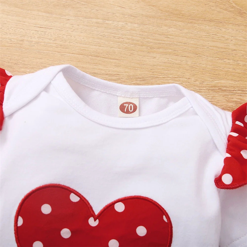 Newborn Baby Girl Daily Clothes Set Love Wave Point Short Sleeve Top+Shorts+Headband Summer Lovely 3PCS Outfit for 0-18 Months