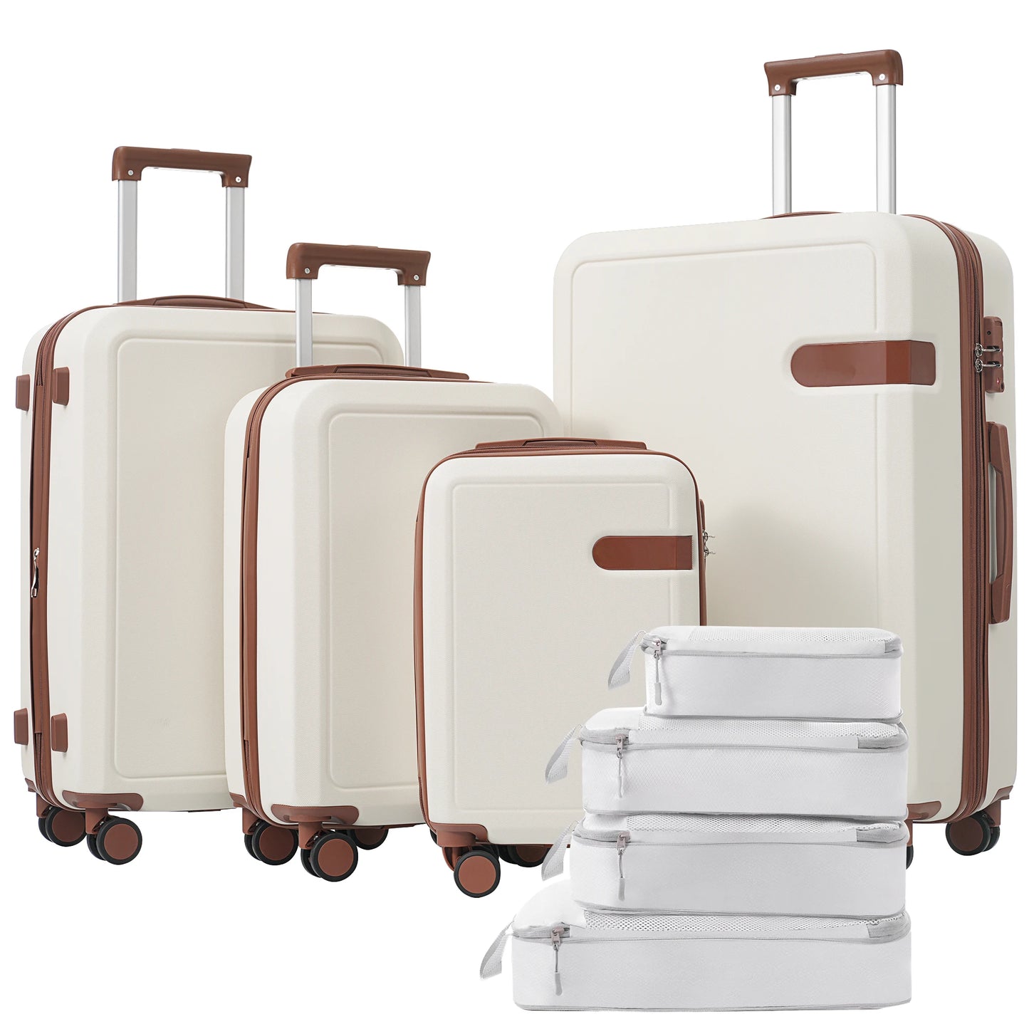 4 Piece Luggage Set with Compression Packing Cubes for Suitcase Expanable Spinner Wheels Lightweight Suitcase with TSA Lock