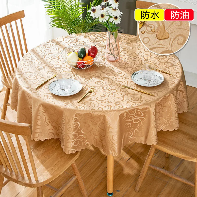 Waterproof  Round Table Cloth Pastoral PVC Plastic Kitchen Tablecloth Oilproof Antifouling Cover Dining Table Cloth Decorate