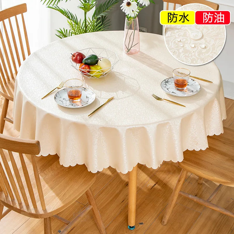 Waterproof  Round Table Cloth Pastoral PVC Plastic Kitchen Tablecloth Oilproof Antifouling Cover Dining Table Cloth Decorate