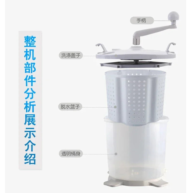 Manual washing machine without electricity Dormitory hand-cranked small drying bucket Outdoor portable socks underwear Hot sales