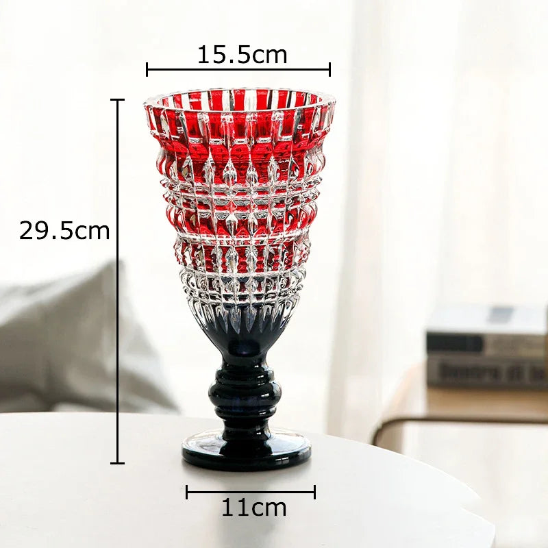Goblet Shaped Transparent Glass Vase Desk Decoration Flower Arrangement Hydroponics Flower Pot Floral Vases Room Aesthetic Decor