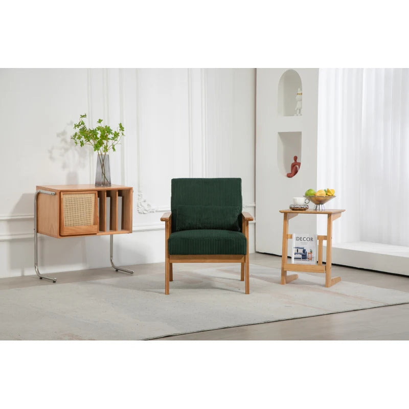 Leisure Chair with Solid Wood Armrest and Feet, Leisure chair, wood frame, velvet, l, solid rubber wood legs, for Living Room