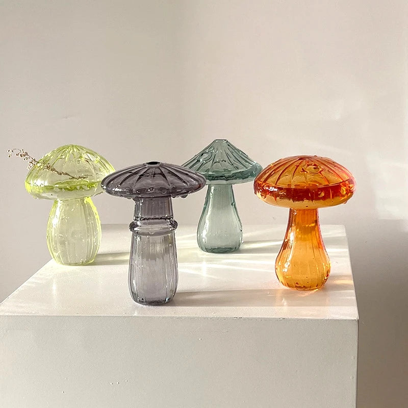 Creative Mushroom Plant Glass Vase Modern Decorative Vases Room Vase Plants Plant Glass Bud Vases Living Room Decoration