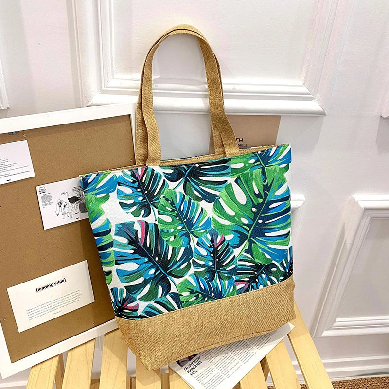 New Women Handbag Floral Printed Beach Shopping Large Capacity Tote Bag Fashion Casua High Capacity Travel Ladies Shoulder Bag