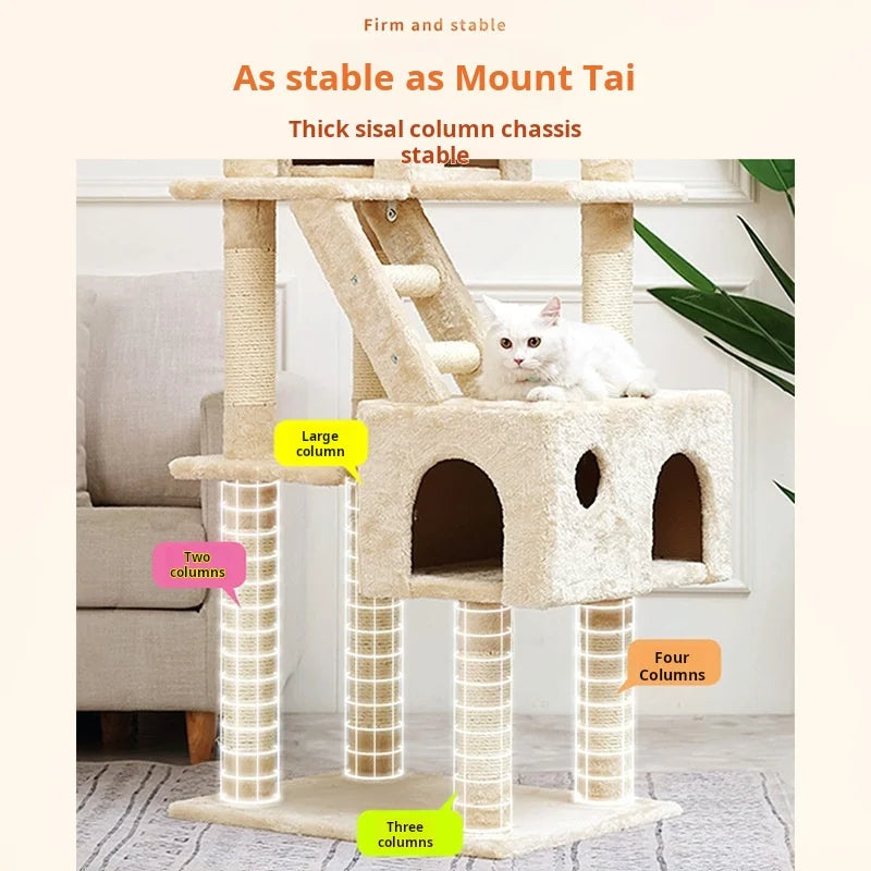 174cm Tower for Indoor Cats and Large Cat Tree With Sisal-Covered Scratching Posts Spacious Hammock Padded Perches and Condos
