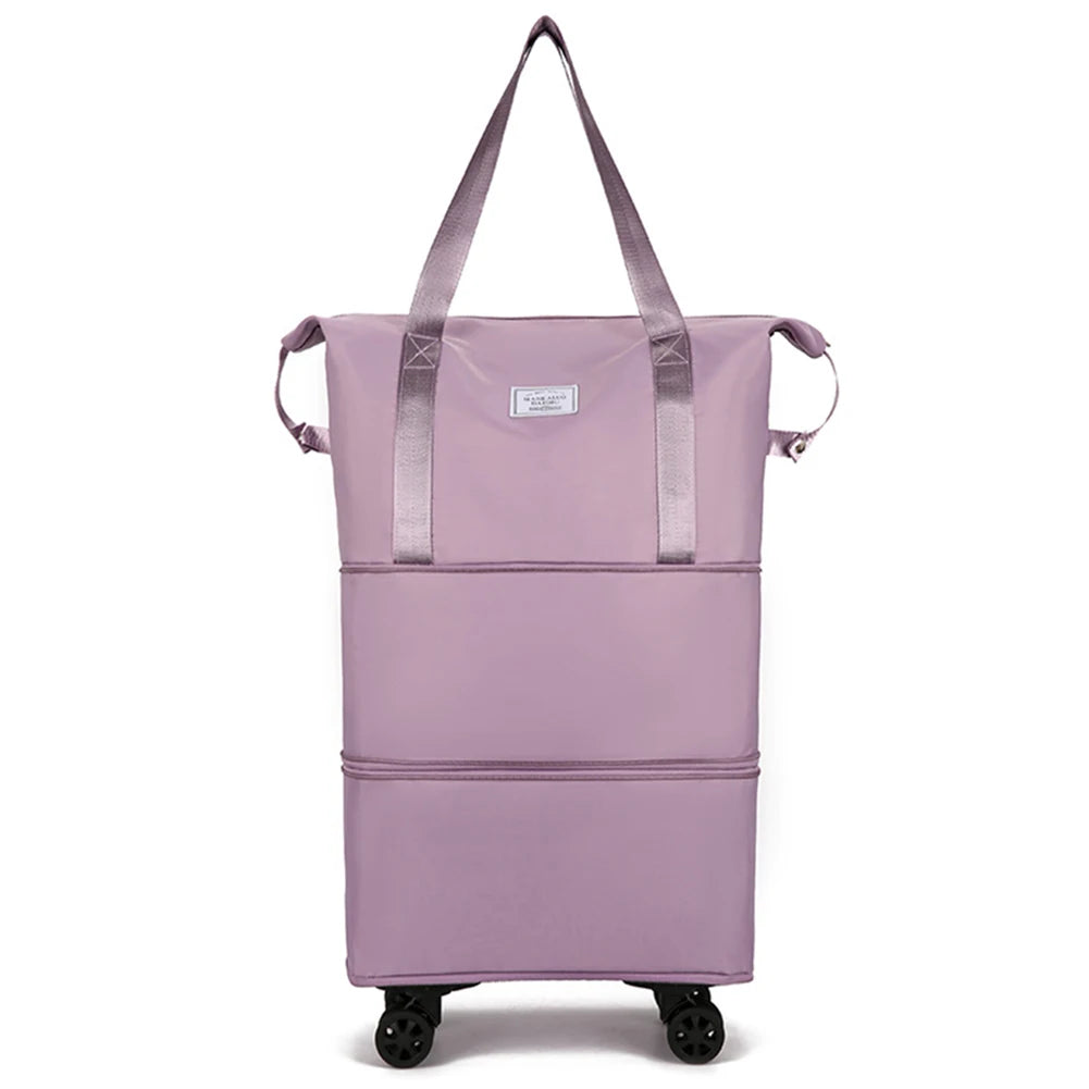 Expandable Duffle Pack Large Capacity Luggage Rolling Bags Oxford Cloth Dry-Wet Separation Unisex Business Trip Bag