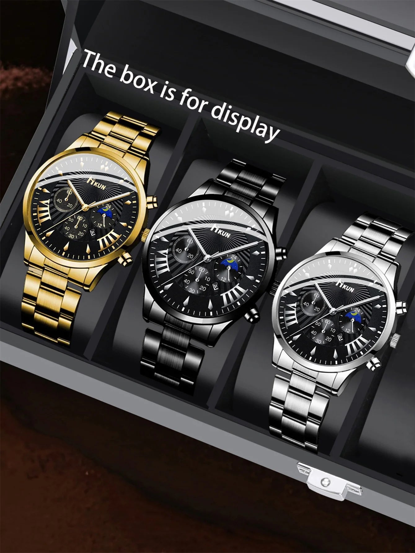 Men's 3-piece watch set, unique personality, fashionable and retro, suitable for daily wear