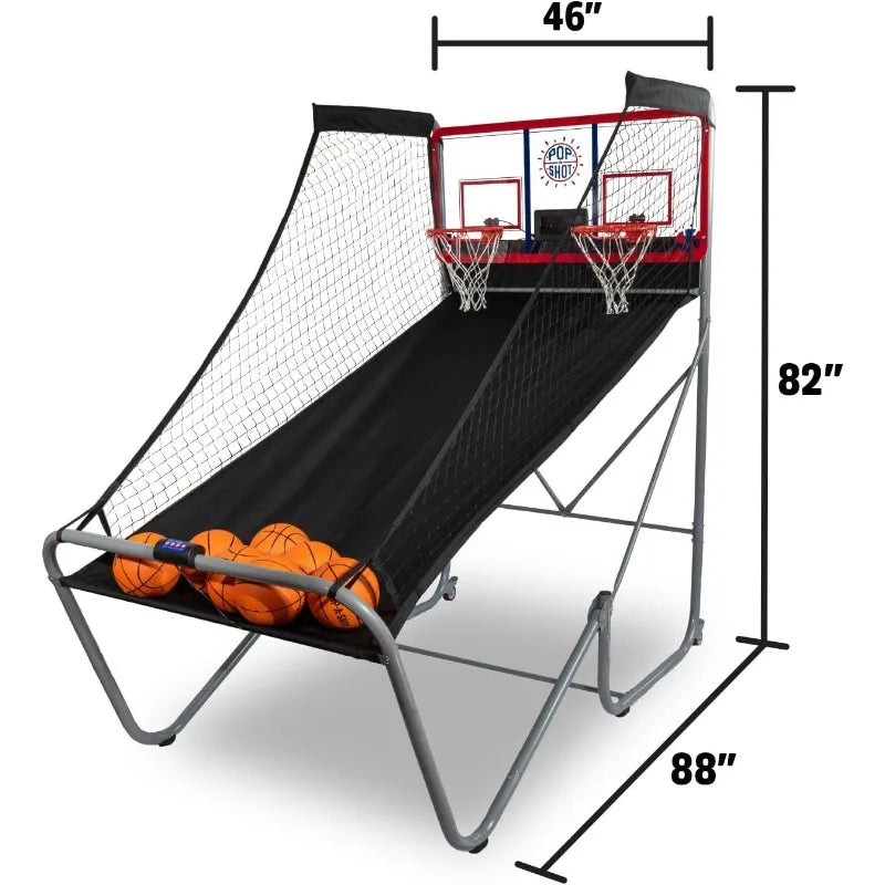 Pop-A-Shot Official Indoor/Outdoor Dual Shot Basketball Arcade Game - Weather Resistant - 16 Different Games 6 Audio Options