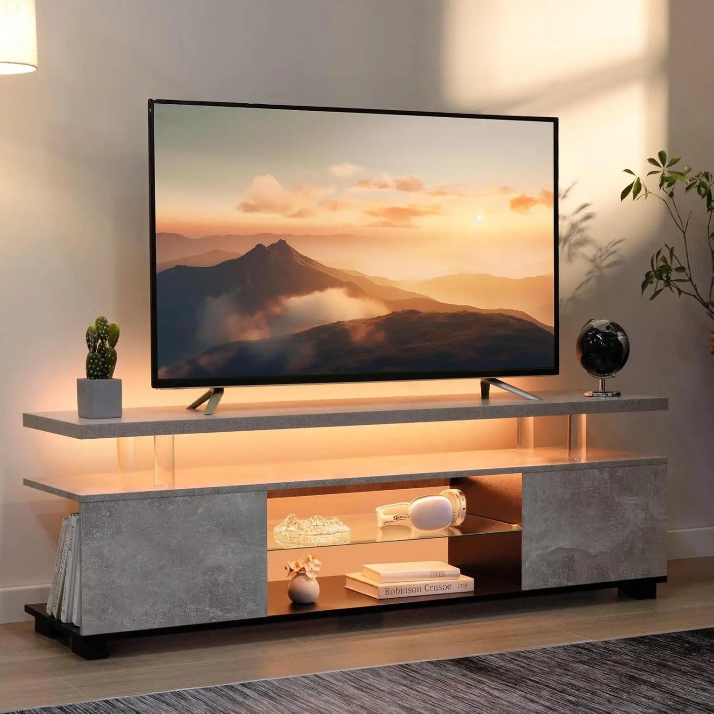 White TV Stands for Living Room LED TV Stand Modern TV Stand with Storage for 65/70/75 inche TVs Entertainment Center