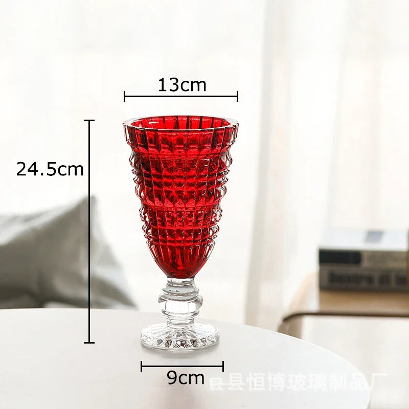 Goblet Shaped Transparent Glass Vase Desk Decoration Flower Arrangement Hydroponics Flower Pot Floral Vases Room Aesthetic Decor