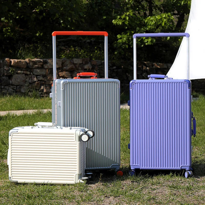 Suitcase Wide Handle Travel Suitcase Men 20 22 24 26 inch Carry-On Rolling Luggage Women PC Aluminum Frame Trolley Case