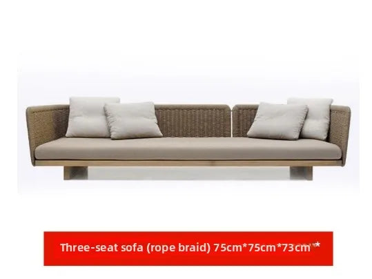 Patio Furniture Sets Aluminum Wooden Sofa Set All Weather L Shaped Corner Sofa Outdoor Wicker Balcony Furniture Couch Sofa Set