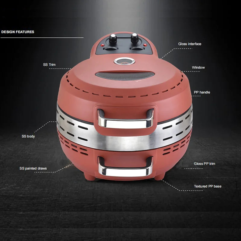 12 Inch Electric Pizza Maker Chapati Oven for Pancake Broiler Flapjack Roaster with Stone Plate