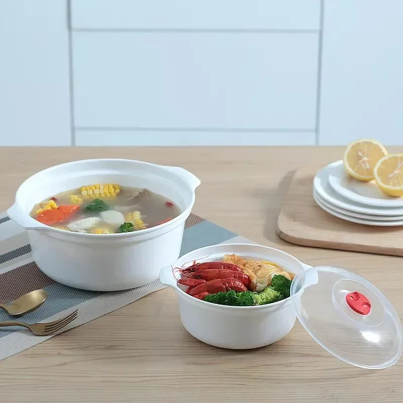 Microwave Oven Special Box Heated Soup Pot Rice Steamed Hot Steamed Buns with Lid Eco-friendly Food Grade Kitchen Tool