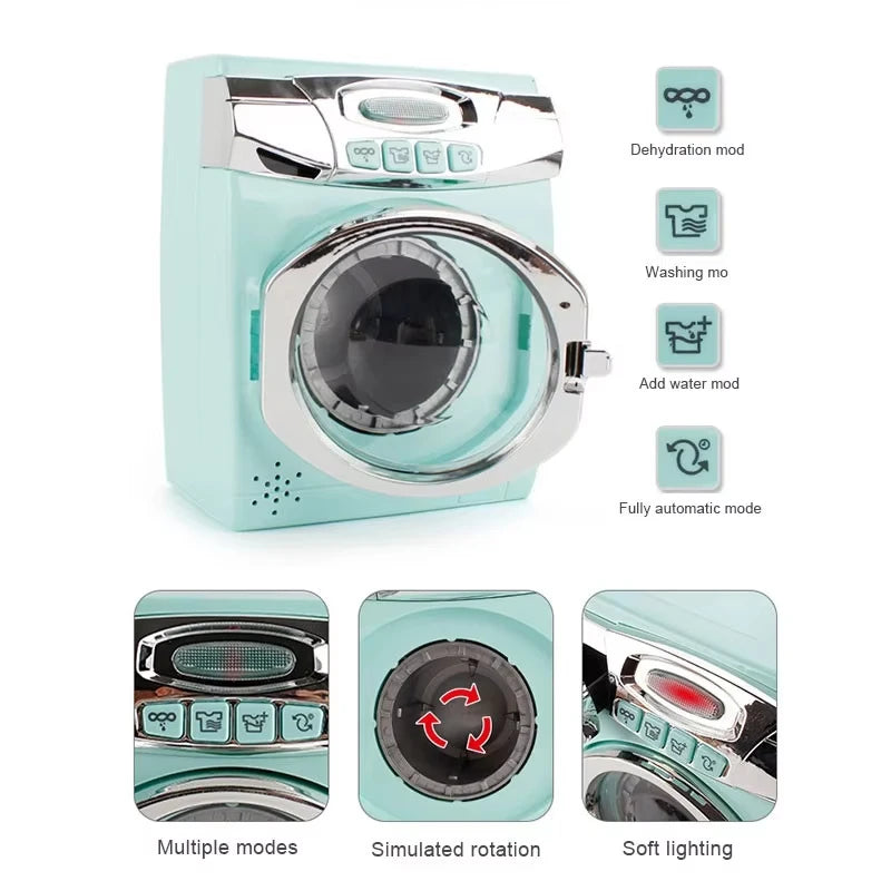 Kitchen Toys Set Kids Pretend Play Home Appliances Washing Machine Toaster Microwave Juicer Egg Cooker Girls Boys Play House Toy