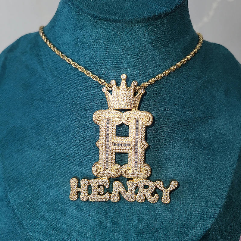Two Rows Customized Name Necklace First Row make as First Letter Hip Hop Jewelry